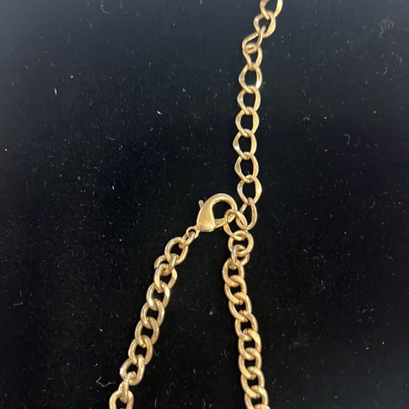 Matte Gold Tone Zebra Strip Chunky Necklace by Cookie Lee #10987 - Picture 4 of 8